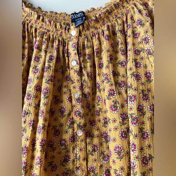 Chaps Tops - Chaps - 1X - Long Sleeve Top - Yellow/Red/Green